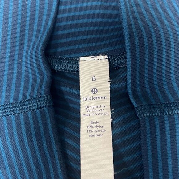 Lululemon Wunder Under High-Rise Stripe Leggings Teal Blue Athletic Pants Size 6 - Picture 7 of 8